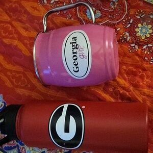 UGA 34 oz Stainless  Steel Bottle.New Never Used ⁹ Bonus Georgia MUG PINK Metal